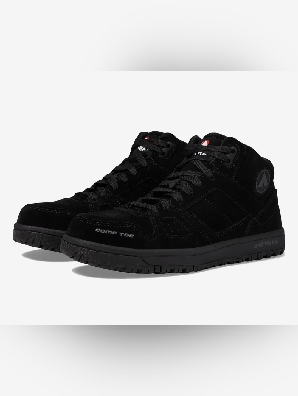Airwalk Men’s Black Suede High-Top Sneakers Composite Toe. Slip Resistant.